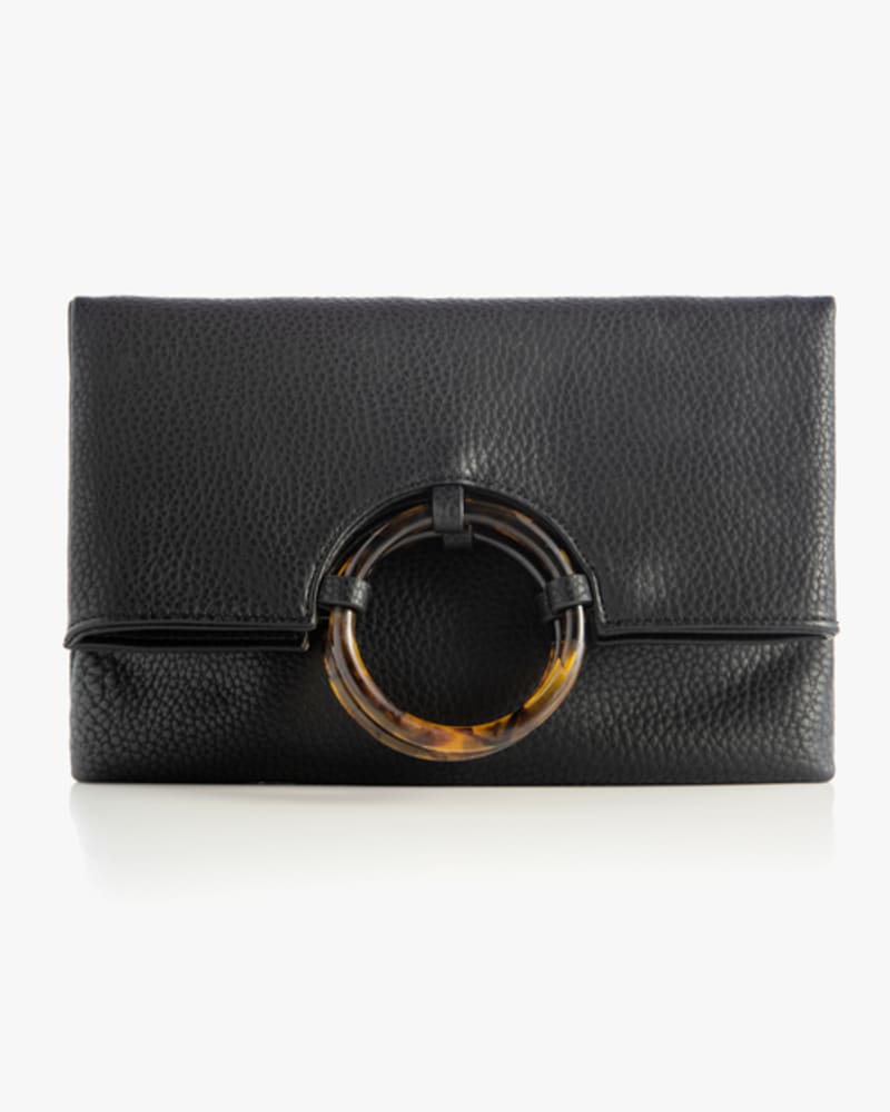 Front of a size None Heather Clutch in Black by Shiraleah. | dia_product_style_image_id:243066